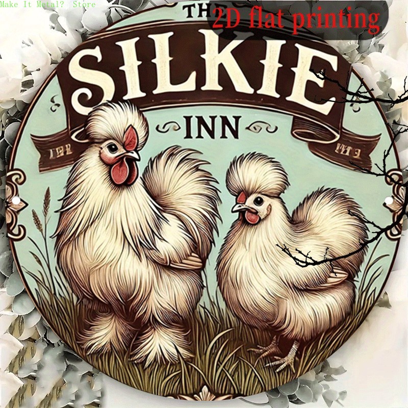 Home Bar And Kitchen - Винтажная круглая жестяная табличка The Silkie