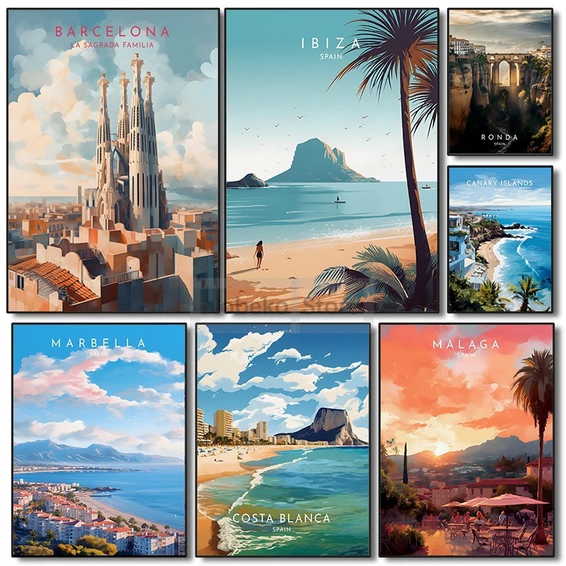 Home Barcelona - Испания туристический постер Барселона Малага Ибиза