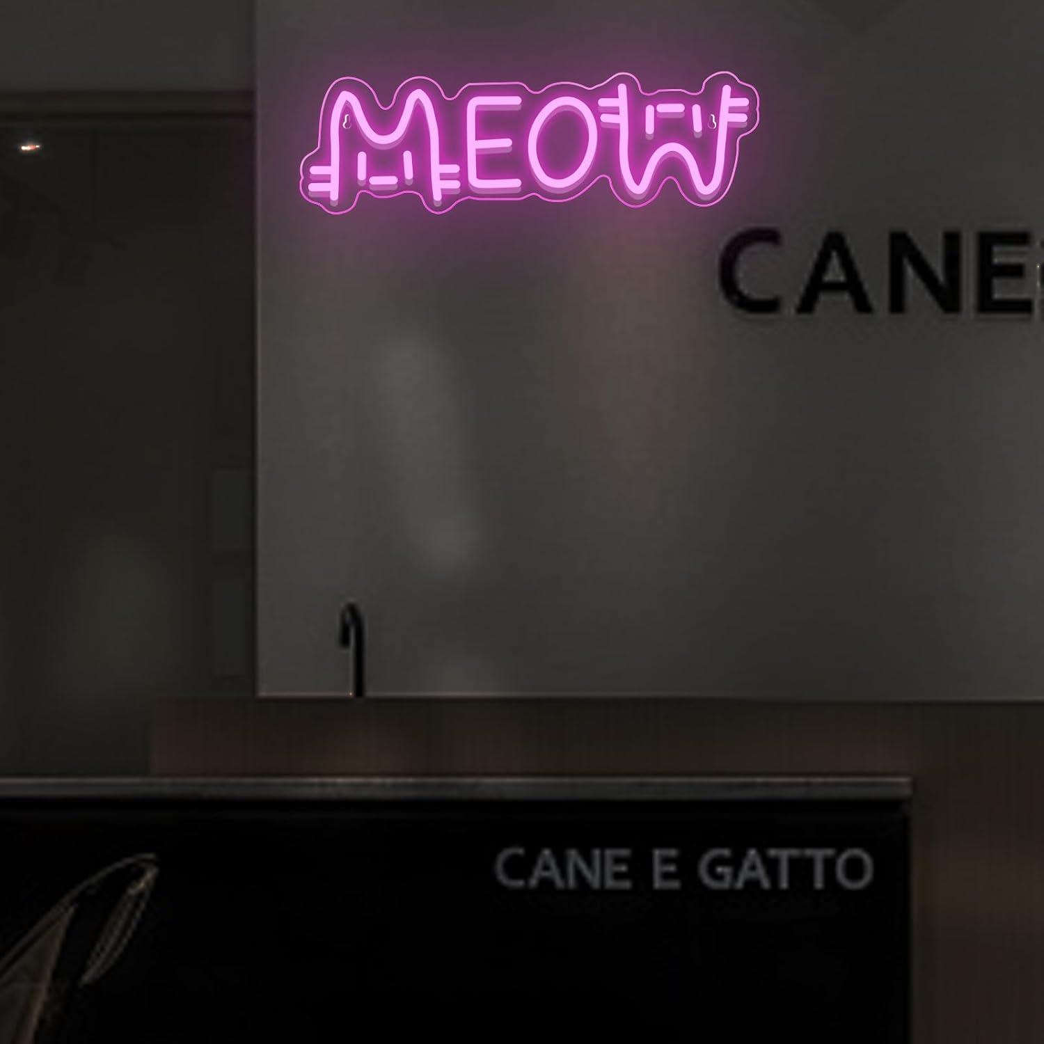 Неоновая вывеска «Мяу» в виде  – обзор и цена Home Bar Cafe
